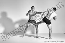 Underwear Martial art Man - Man White Moving poses Athletic Short Brown Dynamic poses Academic